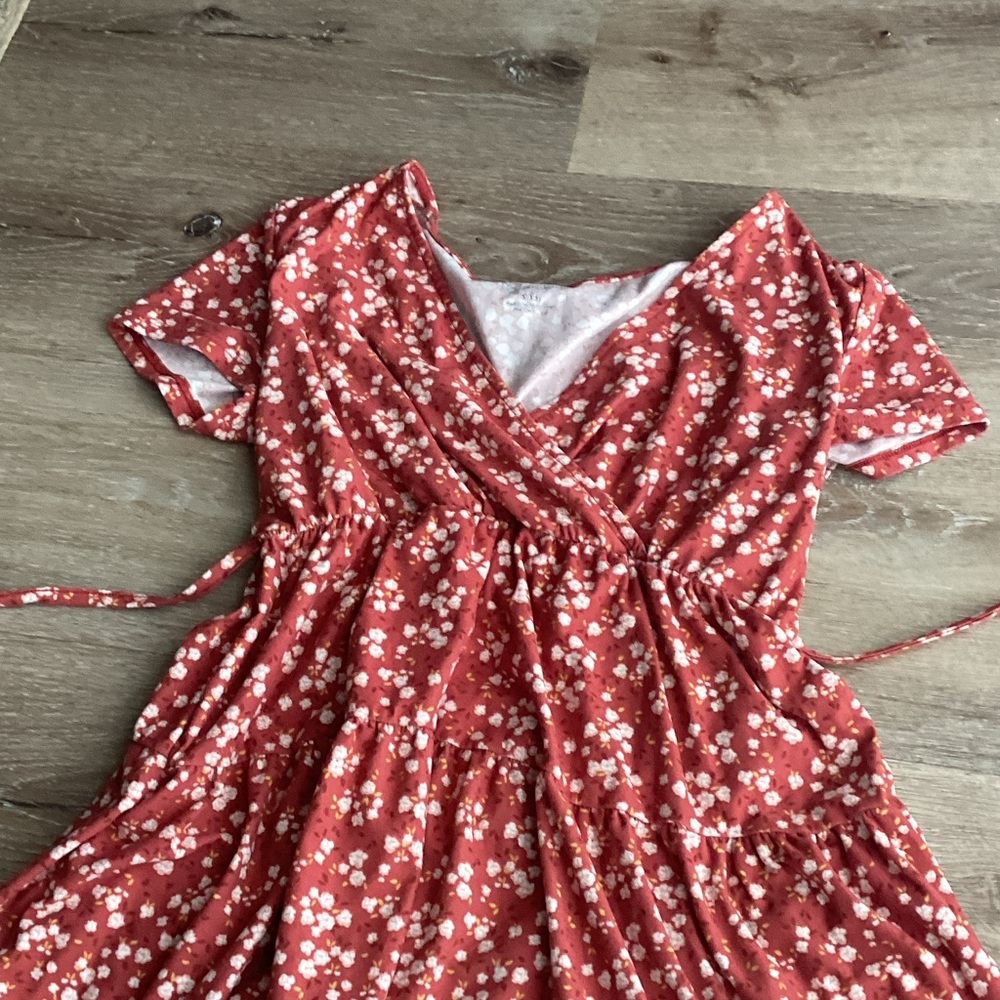 No Boundaries Red Floral Kids Casual Dress